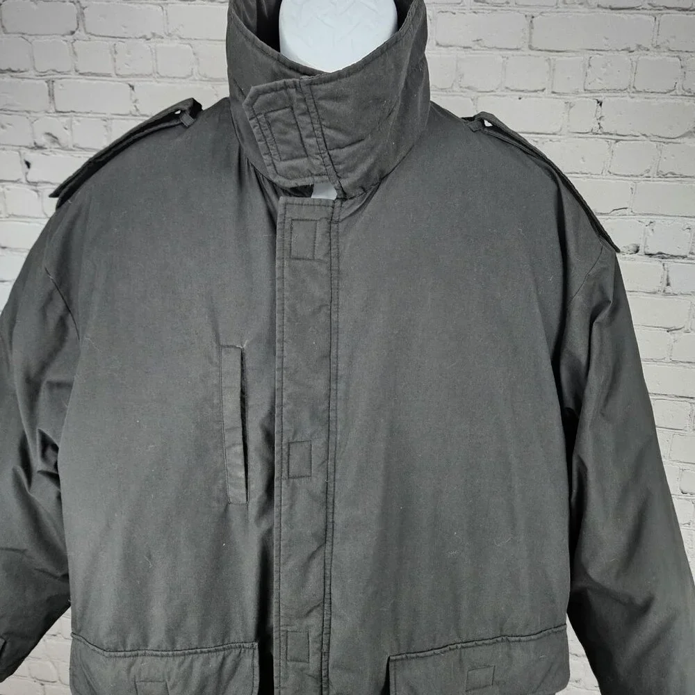VTG J.J. Cochran Black Duck Down Feather Pocket Long Coat Parka Large 42-44
